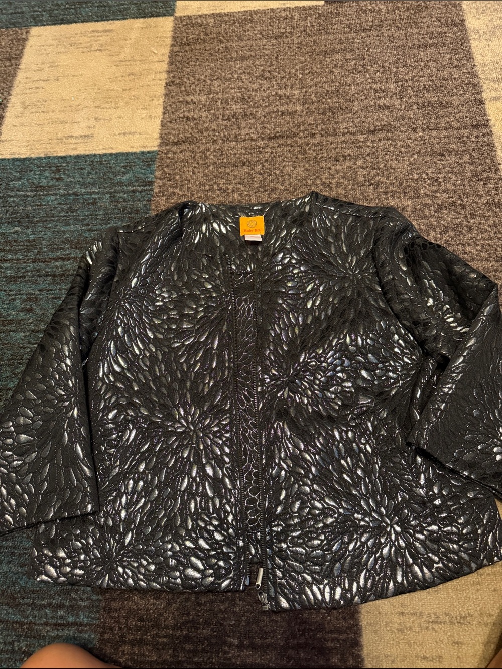 Ruby Rd. Black Quilted Floral-Texture Jacket